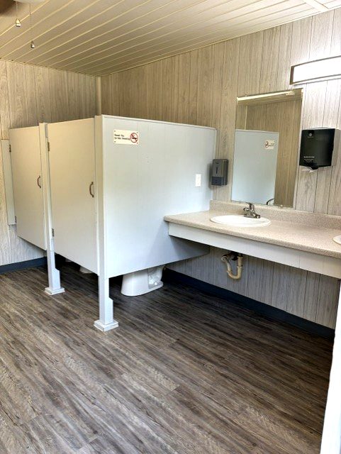 Clean modern bathroom and shower facilities at Dogwood Ridge RV Park Natchitoches